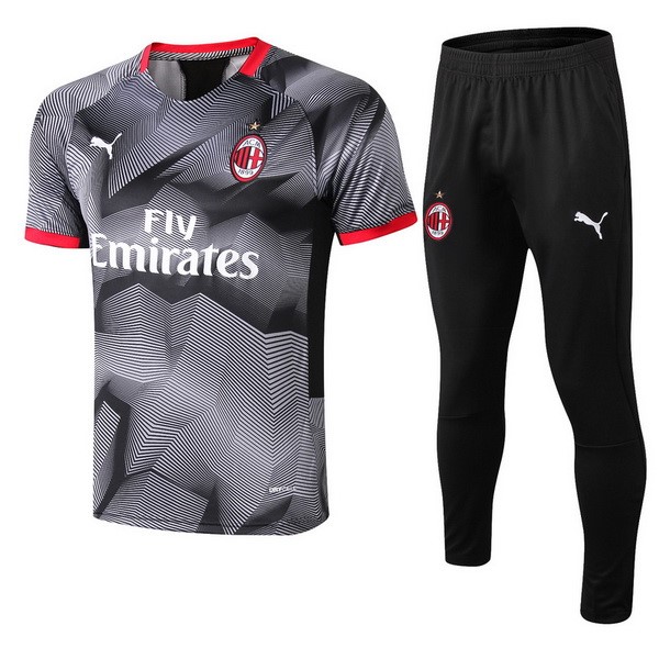 Trikot Trainingsshirt AC Milan Komplett Set 2018-19 Grau Schwarz